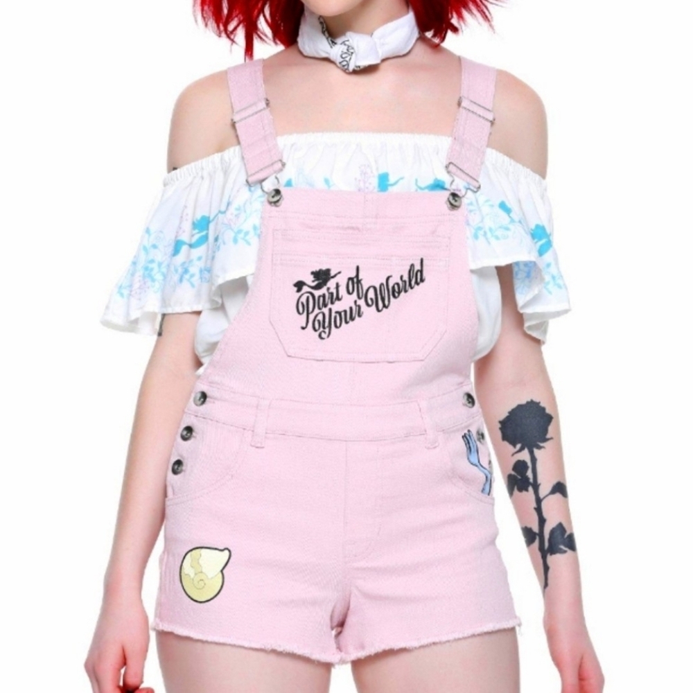 Disney The Little Mermaid Pink Women's Shortalls Size Sm